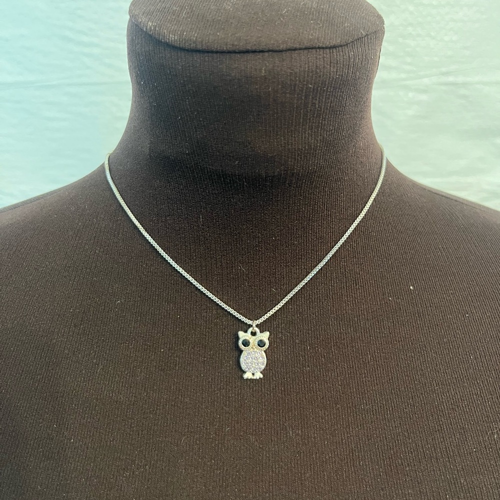 Silver Owl Pendant Necklace